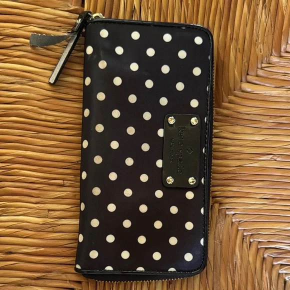Kate Spade Black and White Polka Dot Zip Wallet - Picture 2 of 5